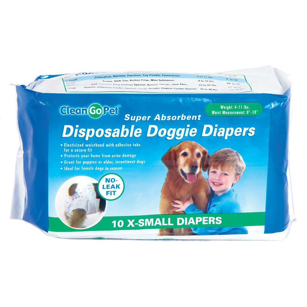 CleanGoPet Super Absorbent Disposable Doggy Diapers, 4 Sizes