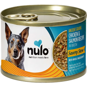 Nulo Ancient Grain Savory Stew Puppy & Adult Chicken & Salmon Wet Dog Food, 6-oz can