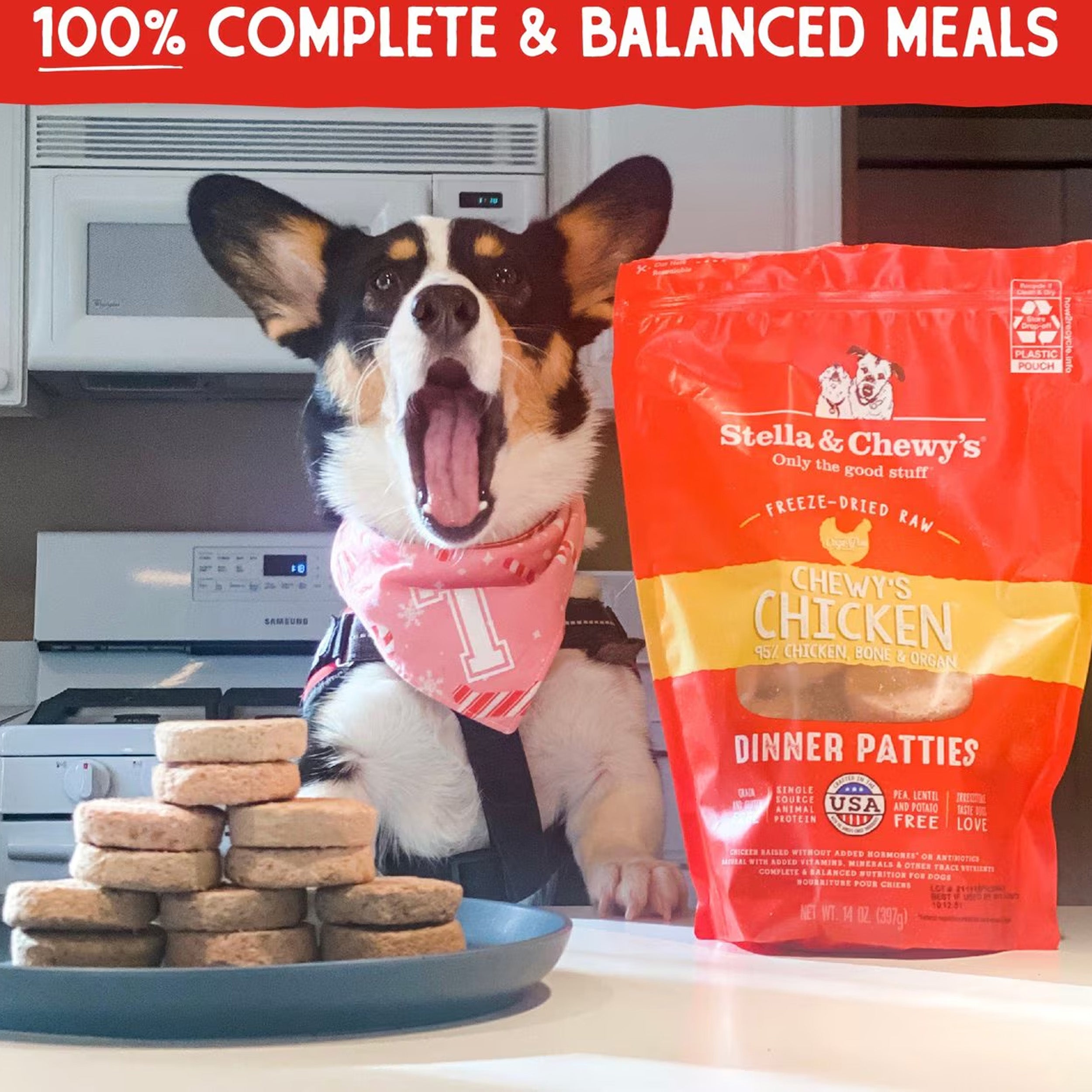 Stella & Chewy's Chewy's Chicken Dinner Patties Freeze-Dried Raw Dog Food, 14-oz bag