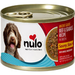 Load image into Gallery viewer, Nulo Ancient Grain Savory Stew Puppy &amp; Adult Beef &amp; Seabass Wet Dog Food, 6-oz can
