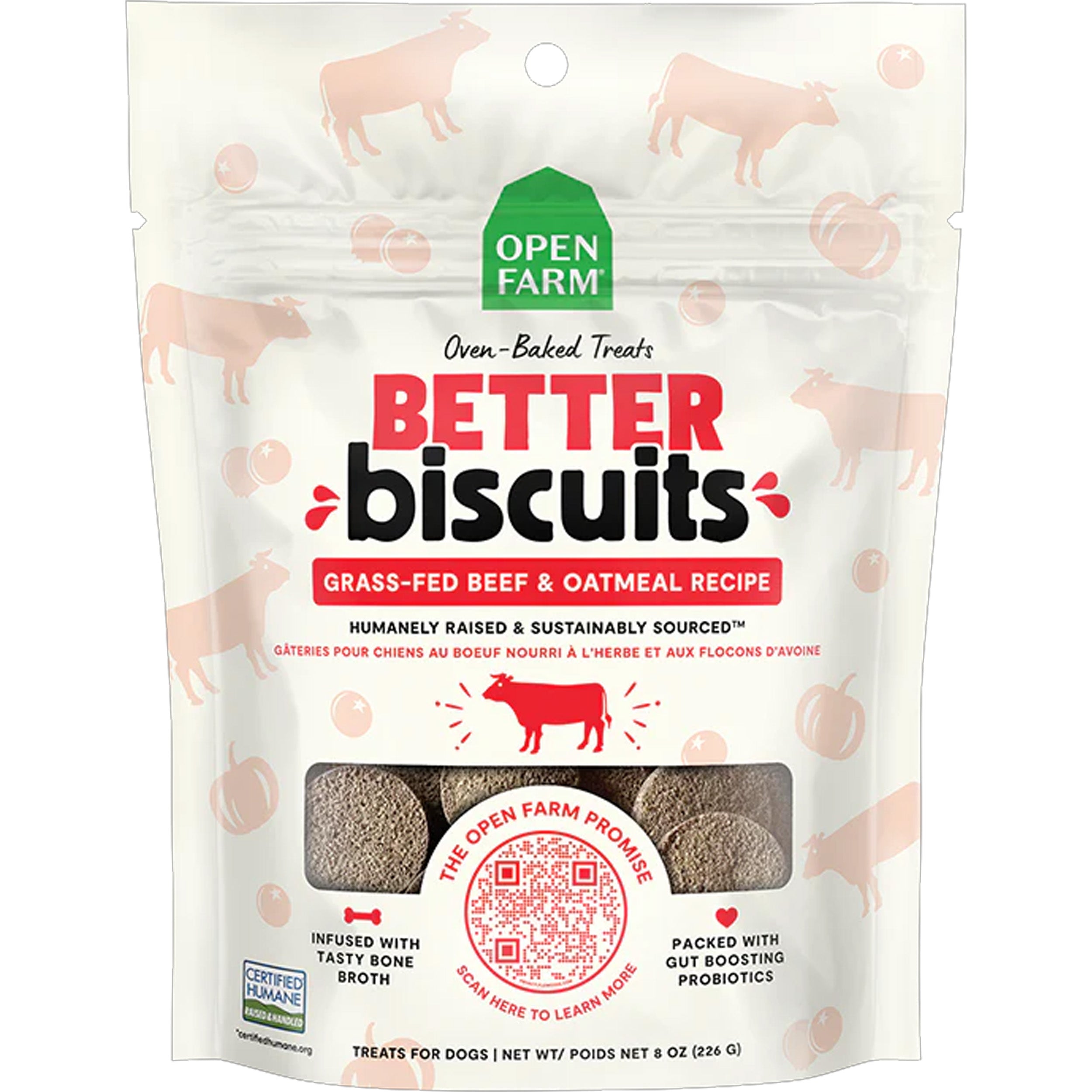 Open Farm Dog Better Biscuits Grass-Fed Beef & Oatmeal Recipe Treats 8OZ