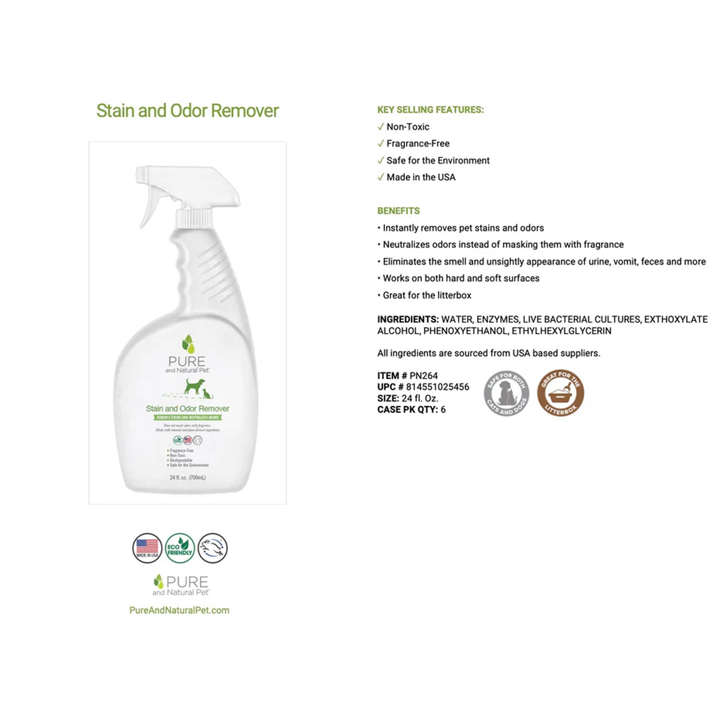 Pure And Natural Pet Stain and Odor Remover (Fragrance Free)