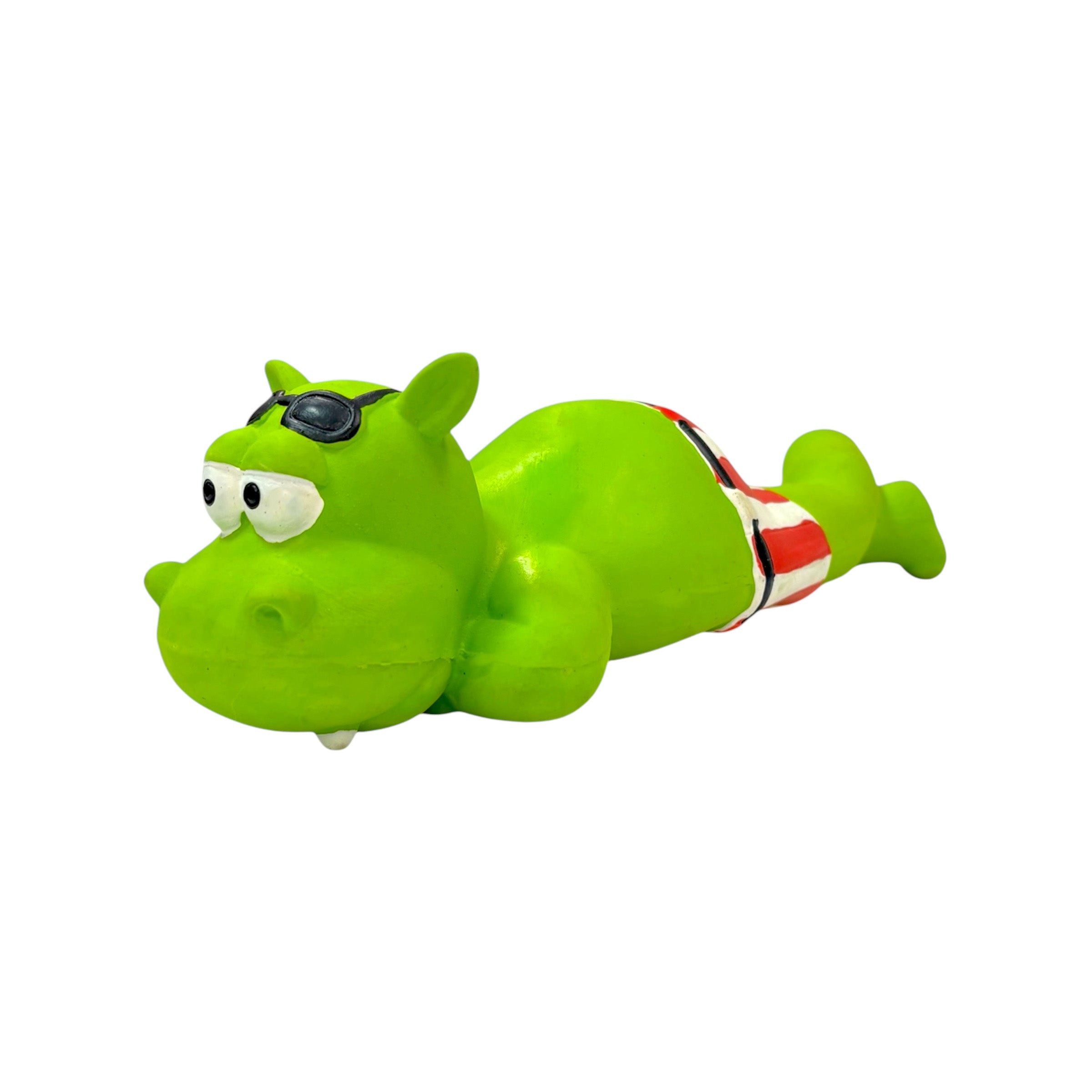 Green Latex Beach Hippo Squeaky Dog Toy