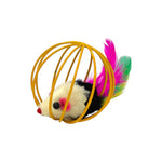 Load image into Gallery viewer, Feathered Mouse in Ball Cat Toy
