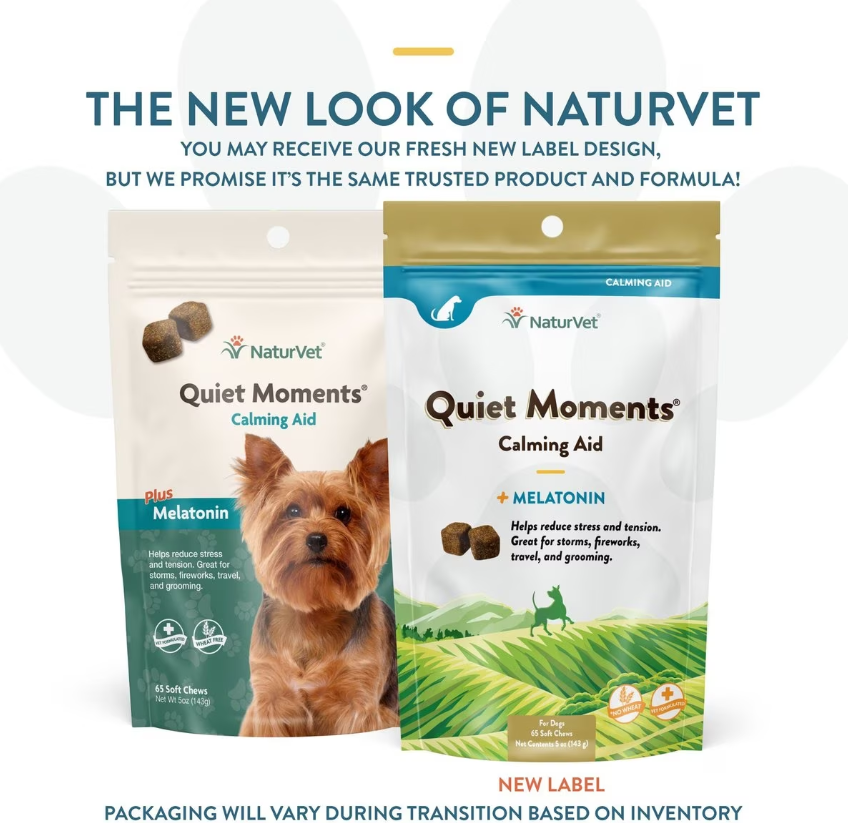 NaturVet Quiet Moments Plus Melatonin Soft Chews Calming Supplement for Dogs