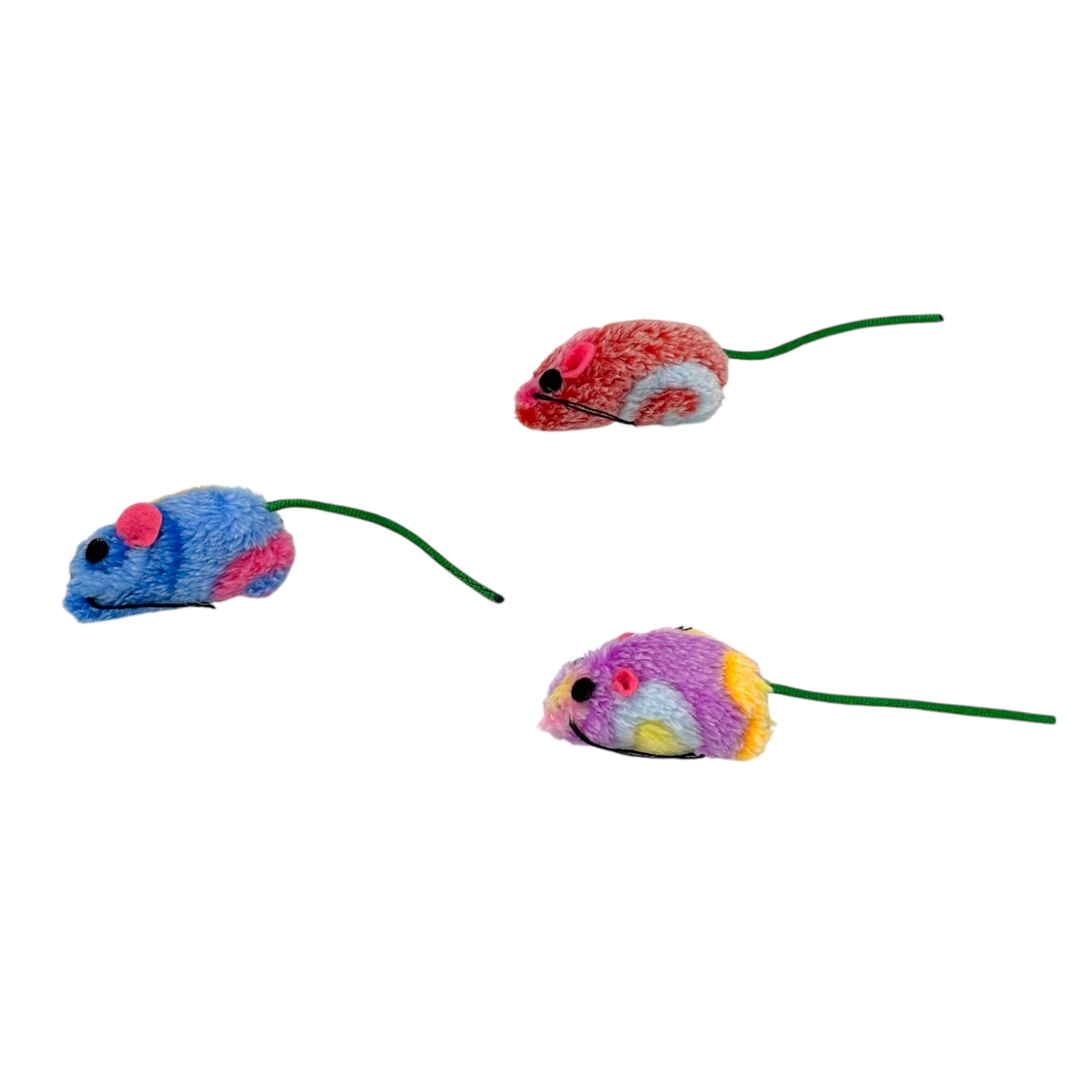 3-Piece Plush Multi-Colored Mice Cat Toy