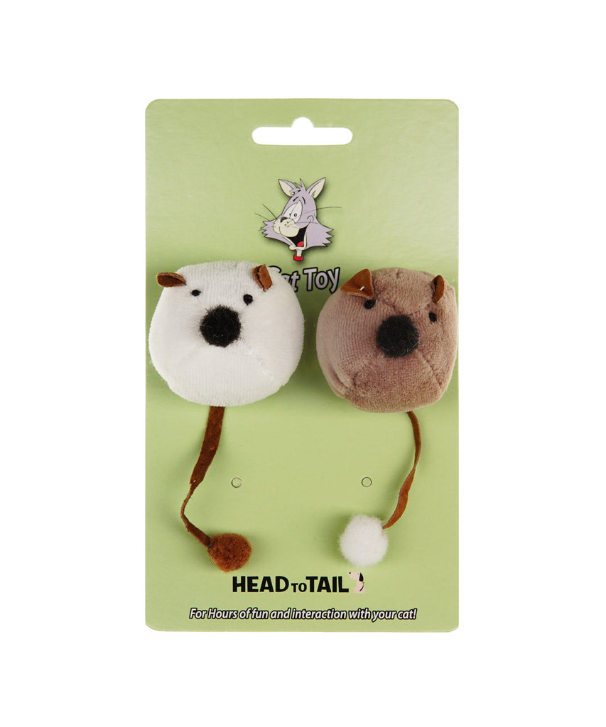 white and brown catnip ball mouse toy for cats 2