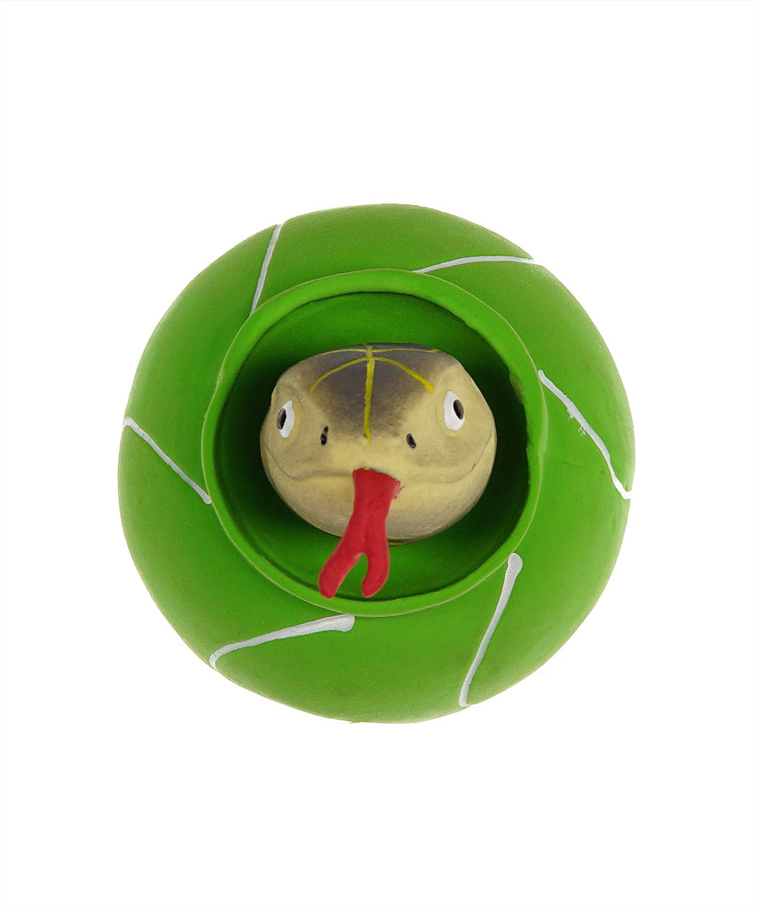 rubber tennis ball with pop up snake dog toy 3